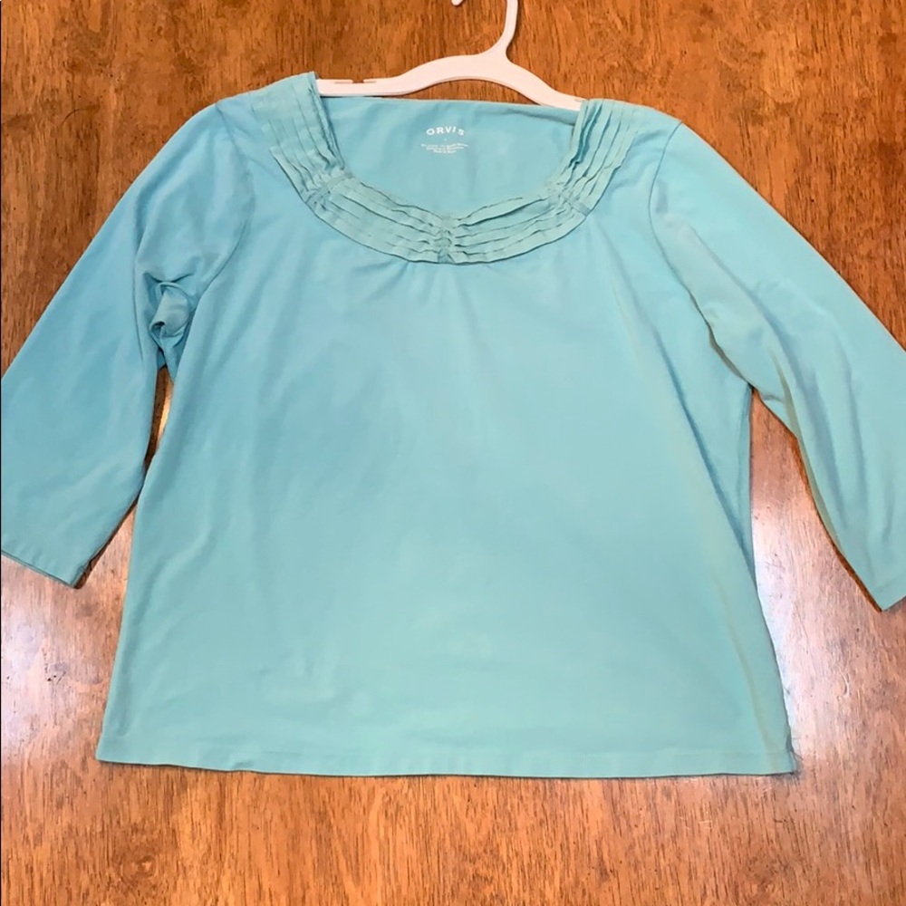 Orvis turquoise 3/4 length shirt. Sz L.